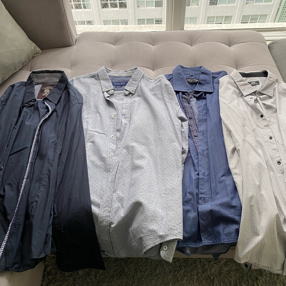Men’s Designer bundle - 13 shirts & 3 blazer size Medium/ size 15 1/2 32